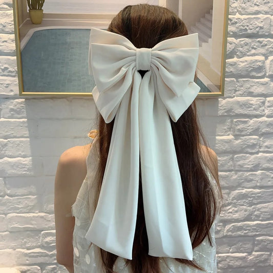 Big Bowknot Stain Bow Ponytail Clip Hair Accessories👑