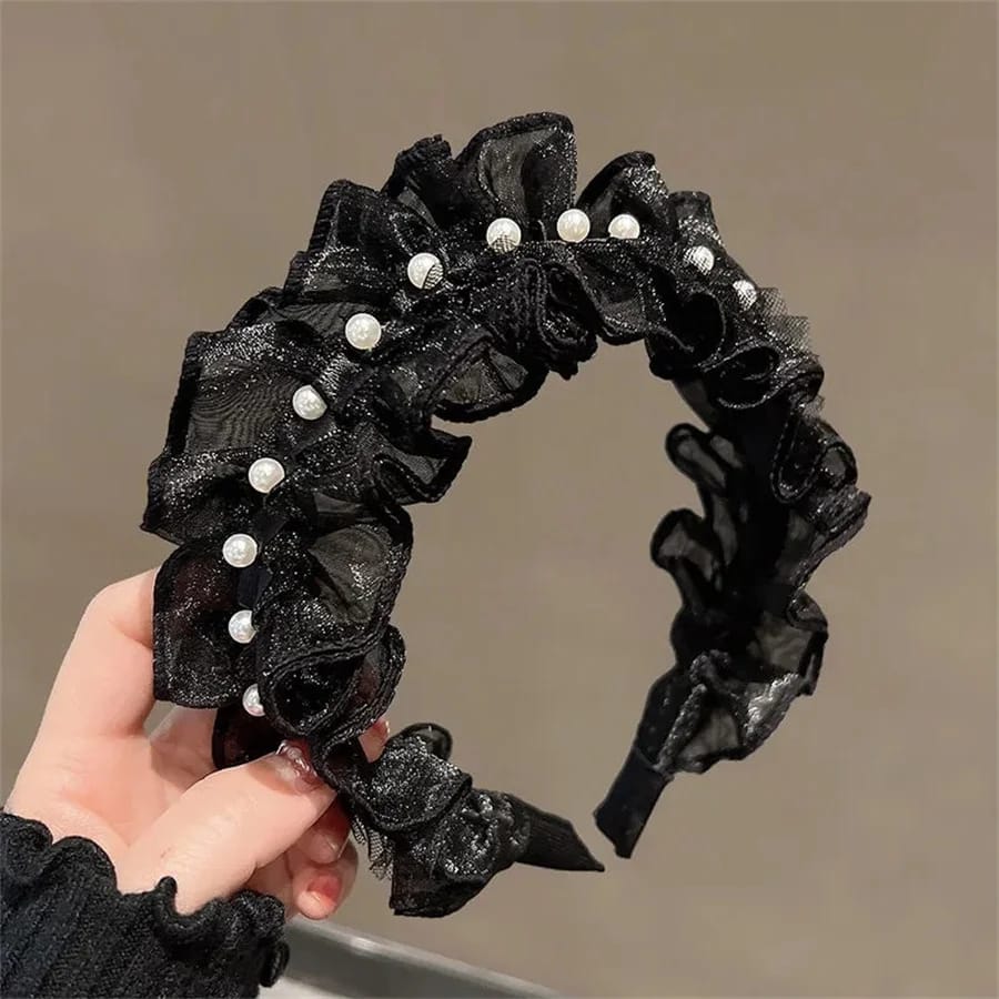 💥Fashion Princess Ruffles Pearl Hairbands Elastic band Hair Accessories💌