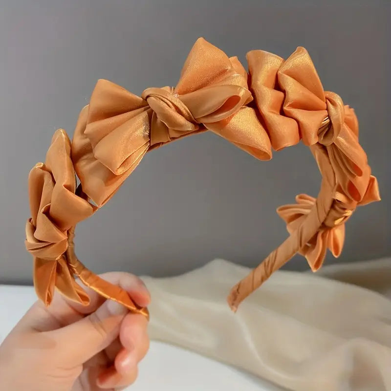 1pc Pleated Bow Hair Clip, Elegant Hair Accessories for Women, Simple Solid Color Headband