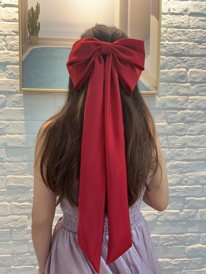 New Fashion Satin Barrette Bow Hair Clip Solid Color Ponytail Hair Accessories🌻