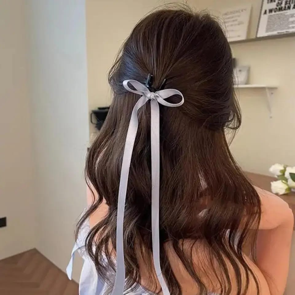 2PCS 💌Korean Ribbon Long Bow Hair Claw Side Clips Hair Accessories💥