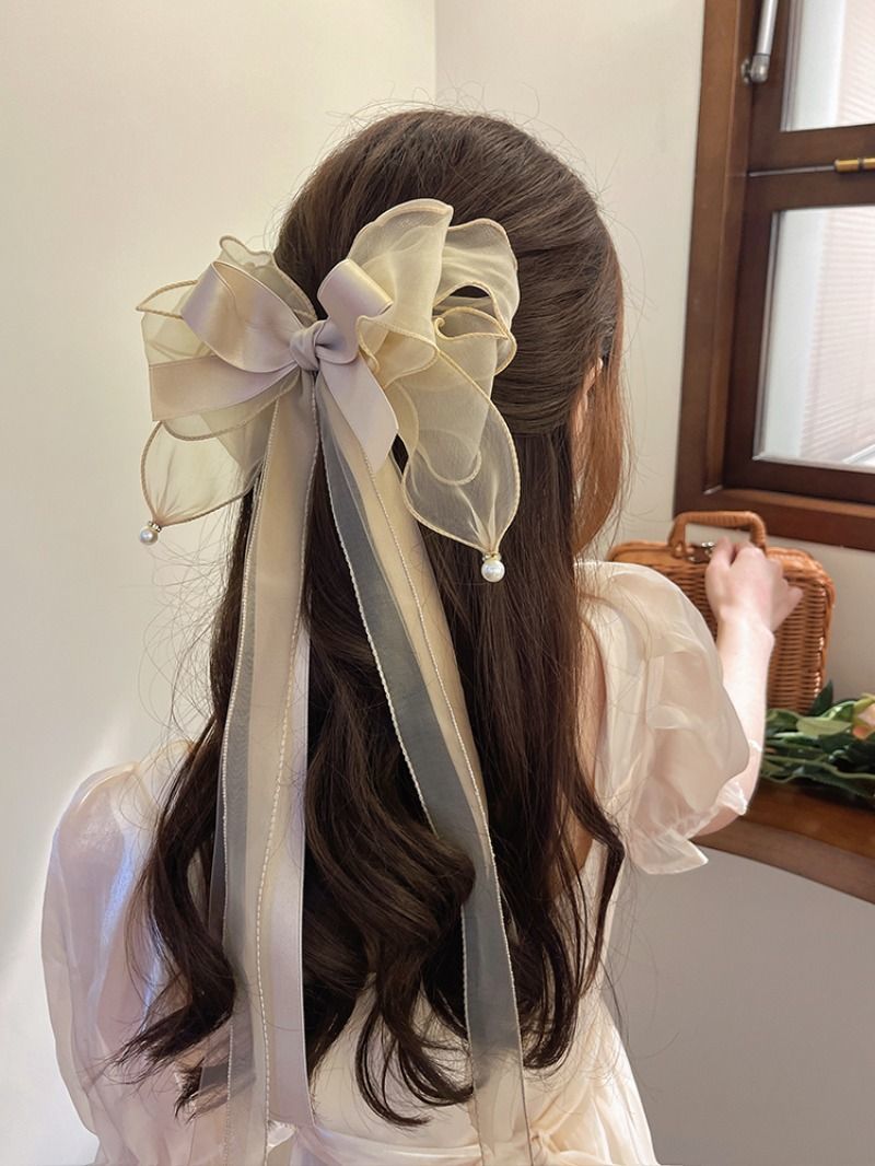 Fashion Chiffon Bow Hair Clip Women Big Elegant Hair Accessories