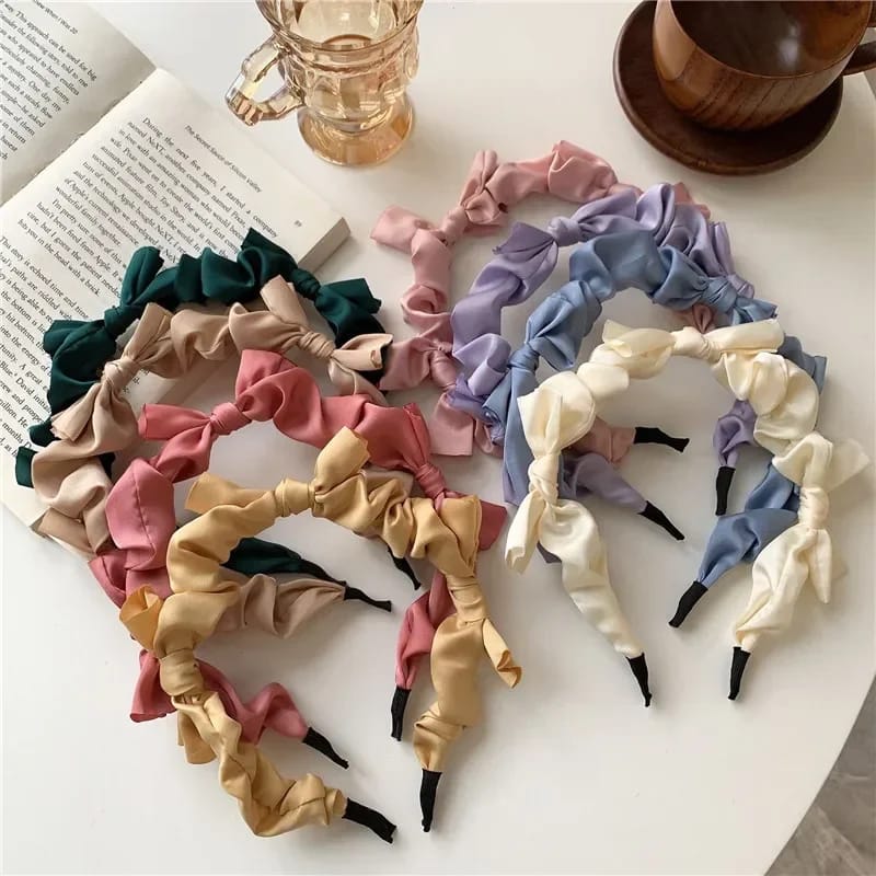 💫Sweet Colorful Bow Fold Bezel Headband Girls for Party Hair Accessories👑