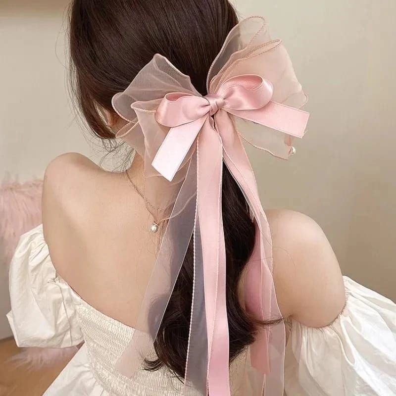 Fashion Chiffon Bow Hair Clip Women Big Elegant Hair Accessories