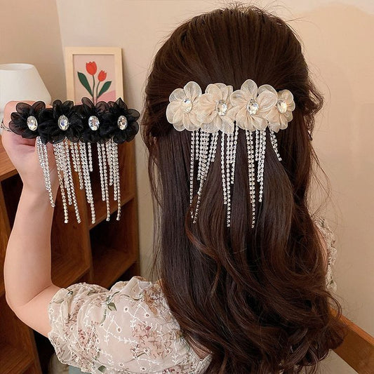 💗Beaded Stone Chain Clip  For Girls Korean Girls Hair Accessories👑