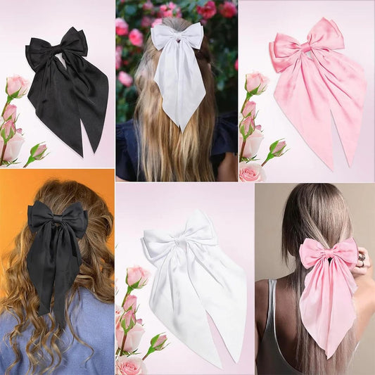 Hair Bows for Girls Ribbons Hair Accessories Simple Solid Satin🌷