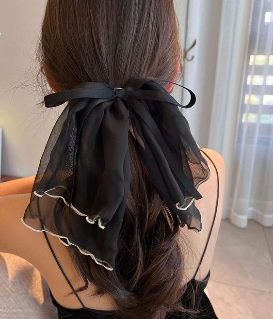 🌈TISSUE Bow Snap Hair Clip - Black Hair Accessories for Girls 💗