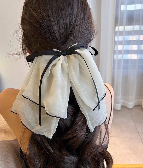 🌈TISSUE Bow Snap Hair Clip - Black Hair Accessories for Girls 💗