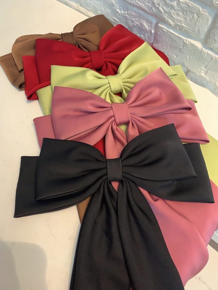 New Fashion Satin Barrette Bow Hair Clip Solid Color Ponytail Hair Accessories🌻