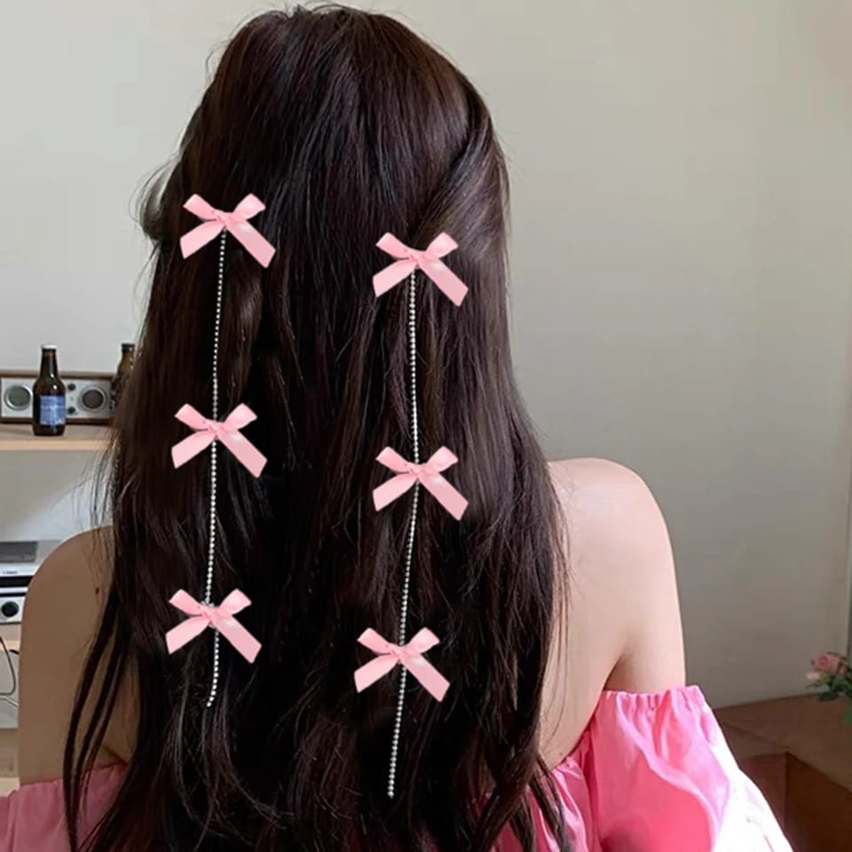 🌈2pcs Bow Cute Hairpin Pink Blue Fashion Hair Clips Hair Accessories Korean Headwear👑